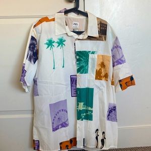 Zara printed photograph shirt White
